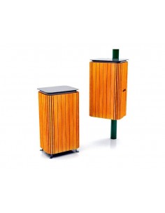 PAPELERA EXTERIOR MADERA C/PUERTA Y TAPA