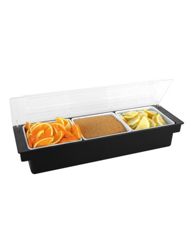 DISPENSADOR DE CONDIMENTS 3 COMPARTIMENTS. NEGRE