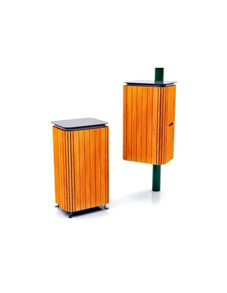 PAPELERA EXTERIOR MADERA C/PUERTA Y TAPA