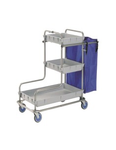 CARRO LIMPIEZA ACERO INOXIDABLE CON BOLSA