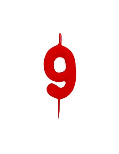 VELA Nº 9 ROJA CON PALILLO 5X4CM 12 UND