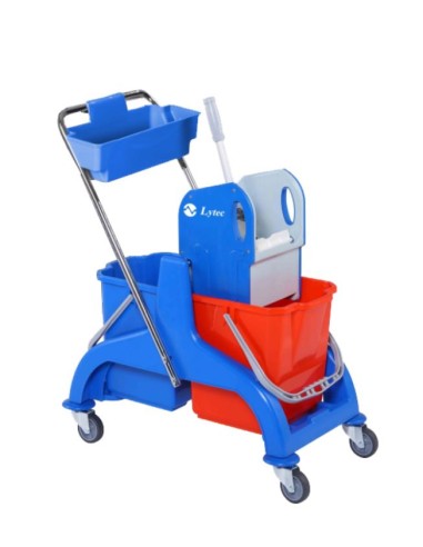 CARRO TANK DOBLE 2X25L CON PRENSA Y CESTA (SCP50B)