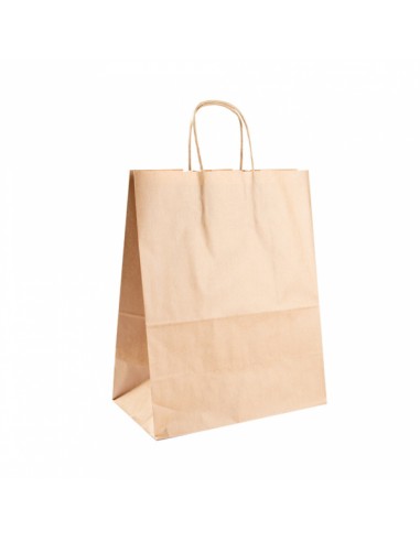 BOLSA CON ASA KRAFT 32+20x23CM. CAJA 250 UND
