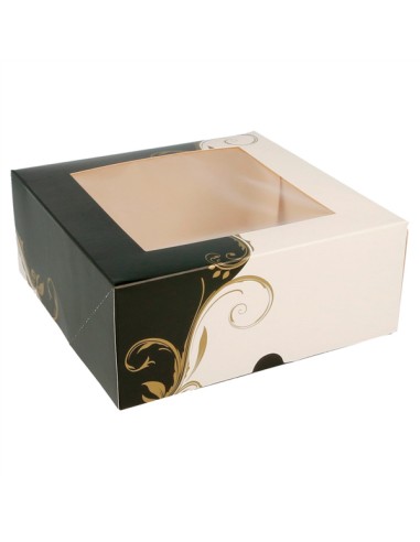 CAJAS PASTELERÍA C/VENTANA 18X18X7.5CM BL 50U