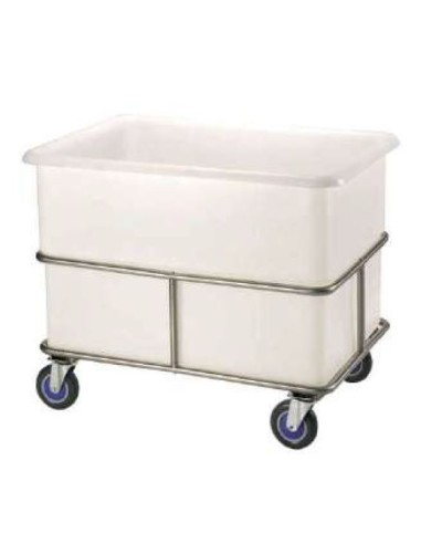CUBETA 250L C/BASE RODANTE ACERO INOX 18/8