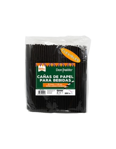 CANUTILLO FLEX. PAPEL NEGRO 230X6,0MM- PAQUETE...