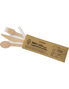 SET CUBIERTOS MADERA (CUCH+TENED+CUCH+SERV) 50U