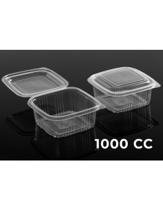 BANDEJA CON TAPA PP 1000CC TRANSPARENTE - PAQ 50U