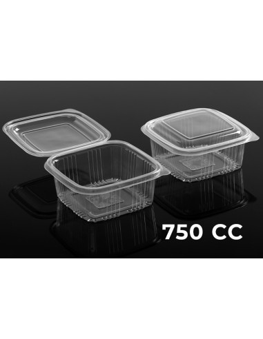 BANDEJA CON TAPA PP 750CC TRANSPARENTE - PAQ 50U