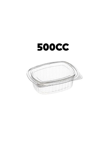 BANDEJA CON TAPA PET 500CC TRANSPARENTE - PAQ 50U