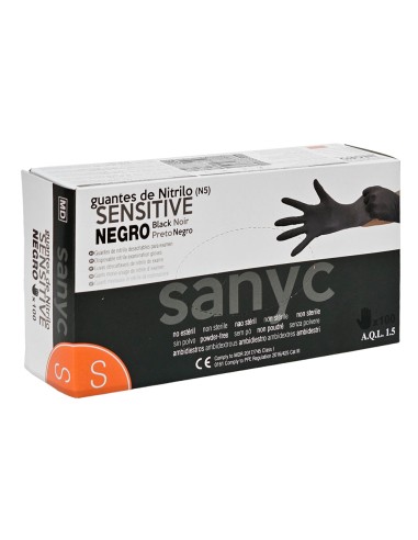 GUANTE NITRILO NEGRO TALLA S - CAJITA 100UND