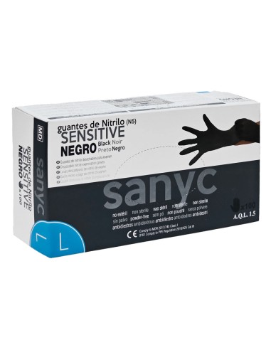 GUANTE NITRILO NEGRO TALLA L - CAJITA 100UND
